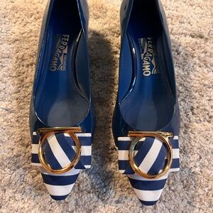Salvatore Ferragamo Blue Patent Leather